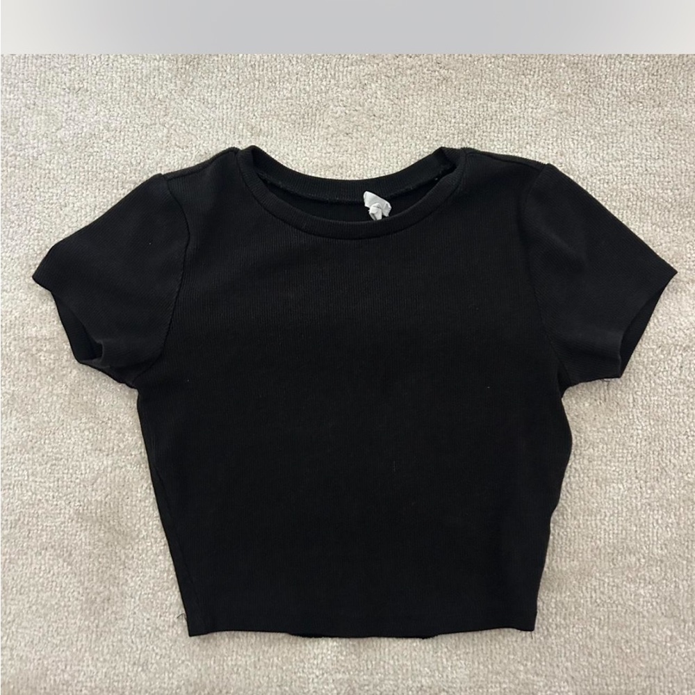 Garage Black Fitted Crop Top